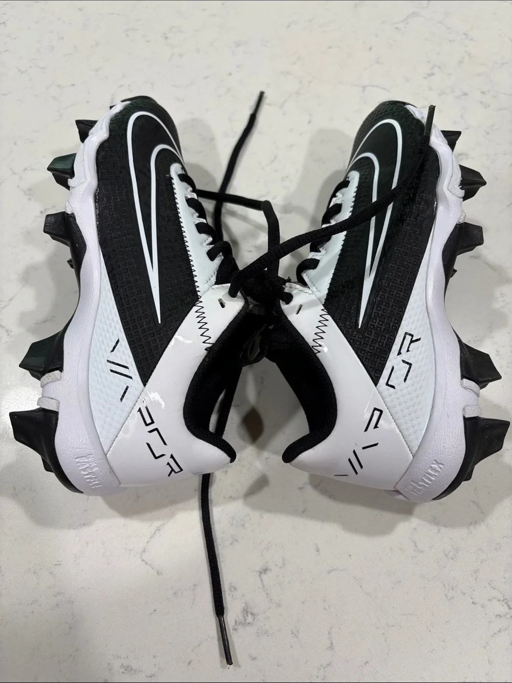 Nike Vapor Black and White Youth Football Cleats